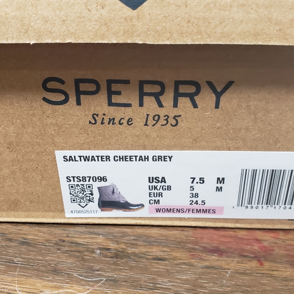 Sperry Saltwater Cheetah Gray Women's Duck Boots Size 7.5 - Picture 8 of 12